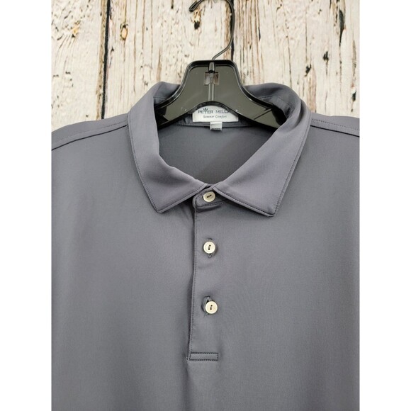 GC Men's XL Peter Millar Summer Comfort Short Sleeve Gray Polo Shirt Top EUC! - Picture 2 of 8